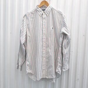 Ralph Lauren‎ Yarmouth Mens Striped Button Down Shirt Size 16 1/2 34/35